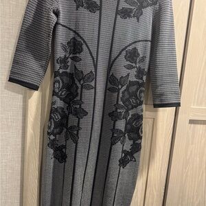 Philosophy 3/4 sleeve Black and Gray Floral Dress